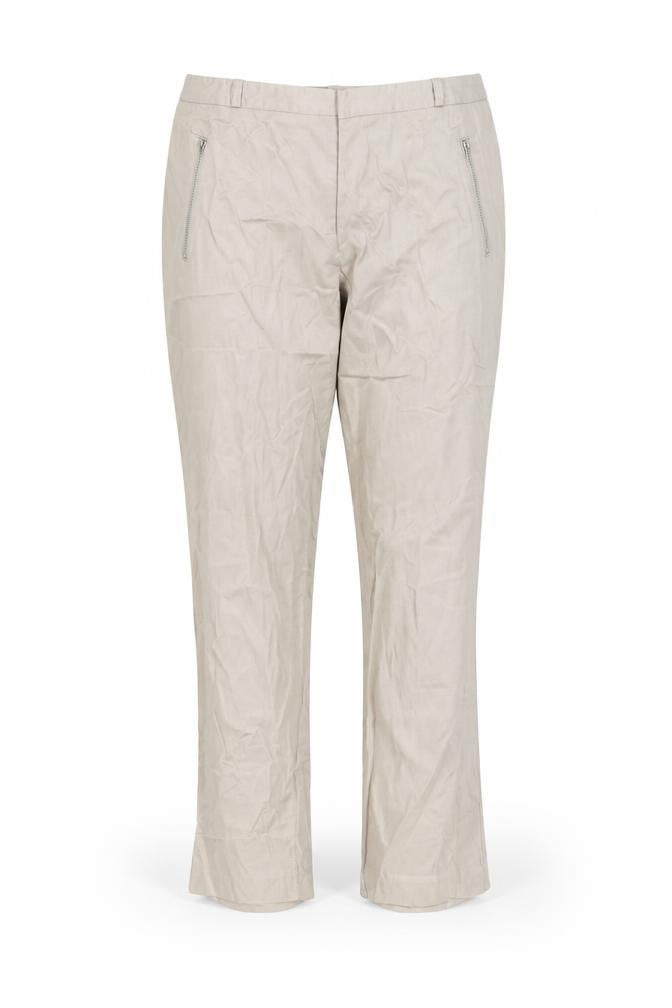 M&Co Womens Beige Cotton Trousers Size 14 L23 in Regular Hook & Eye