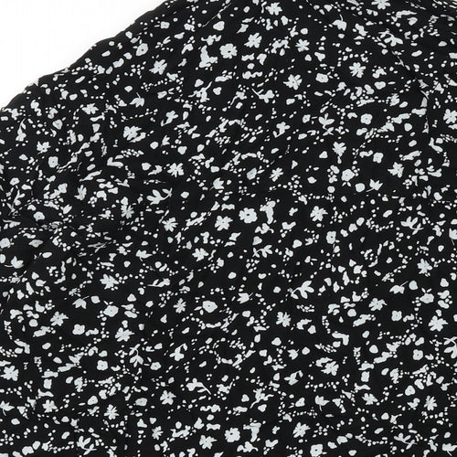 NEXT Womens Black Floral Viscose Basic Blouse Size 10 Collared