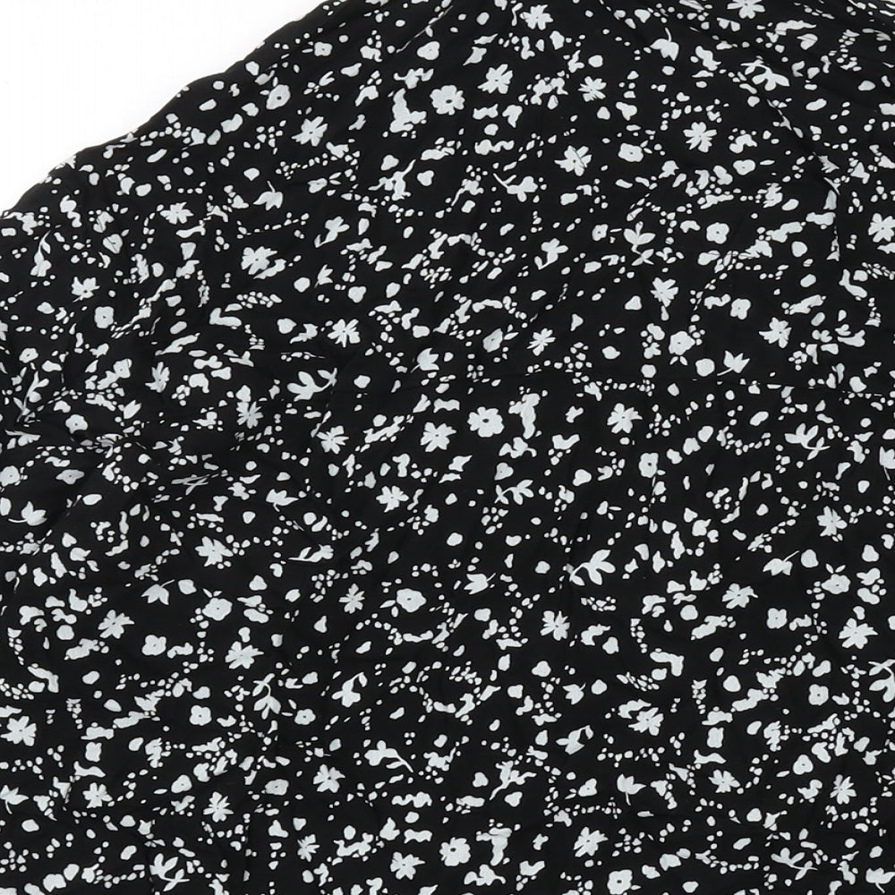 NEXT Womens Black Floral Viscose Basic Blouse Size 10 Collared