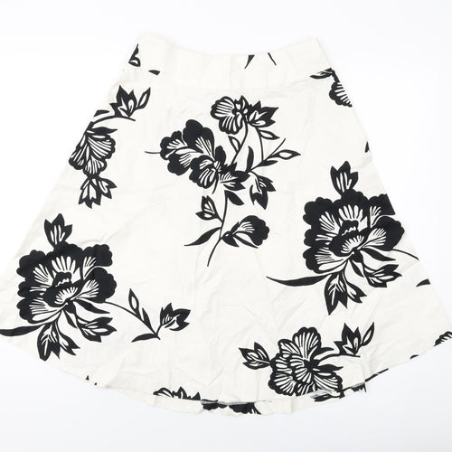 Gap Womens White Geometric Cotton A-Line Skirt Size 4 Zip