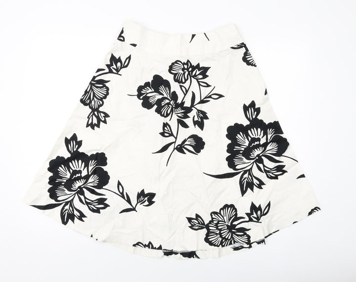 Gap Womens White Geometric Cotton A-Line Skirt Size 4 Zip
