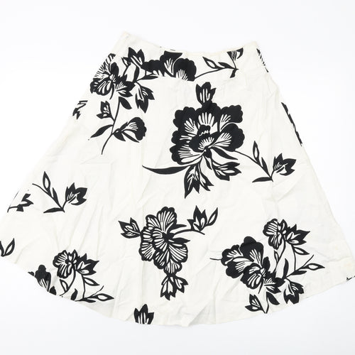 Gap Womens White Geometric Cotton A-Line Skirt Size 4 Zip