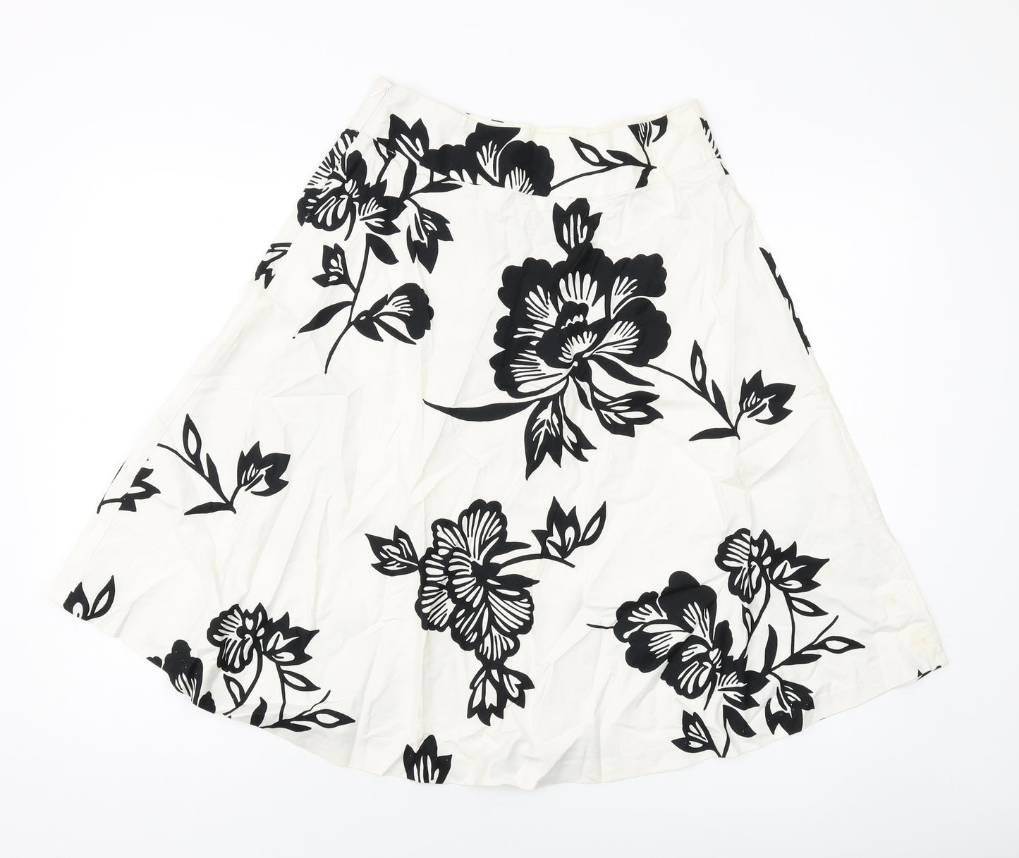 Gap Womens White Geometric Cotton A-Line Skirt Size 4 Zip
