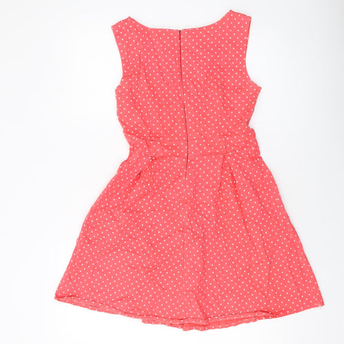 Apricot Womens Pink Polka Dot Polyester A-Line Size 10 Round Neck Zip