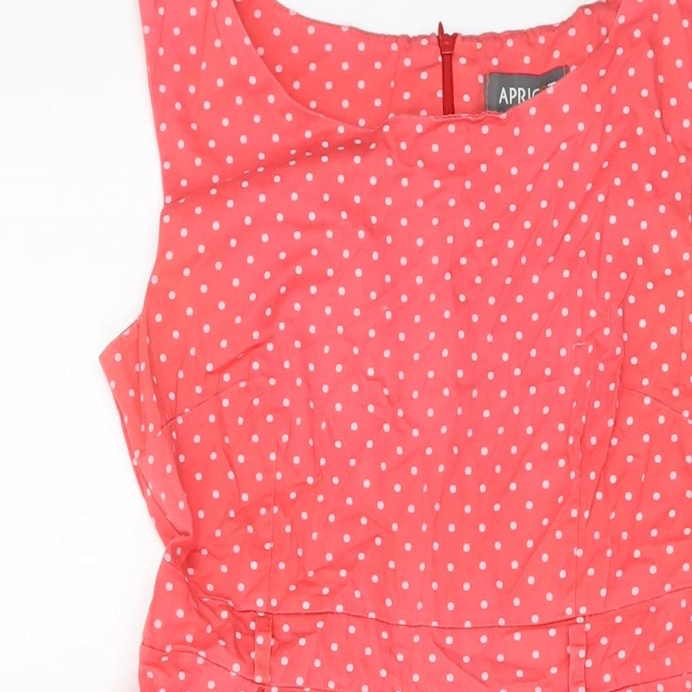 Apricot Womens Pink Polka Dot Polyester A-Line Size 10 Round Neck Zip