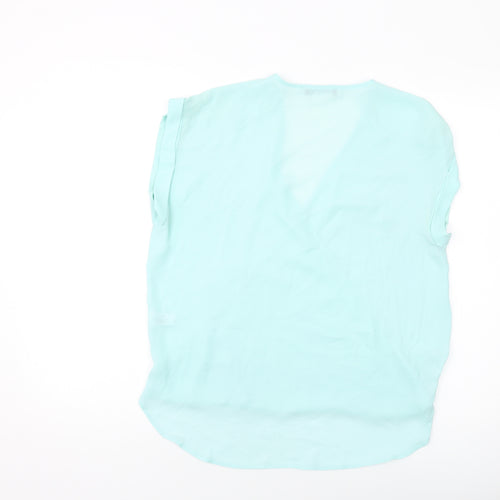 Selecxt Womens Blue Polyester Basic T-Shirt Size 12 V-Neck