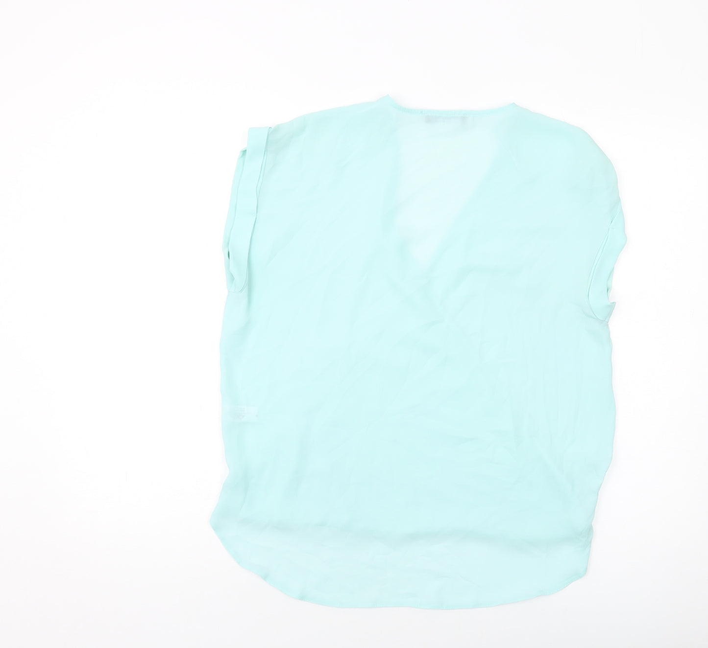 Selecxt Womens Blue Polyester Basic T-Shirt Size 12 V-Neck