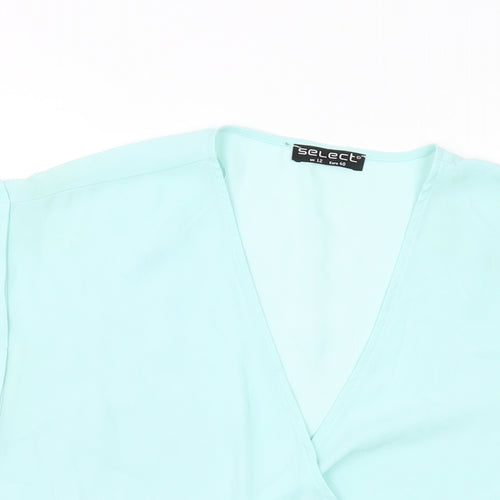 Selecxt Womens Blue Polyester Basic T-Shirt Size 12 V-Neck