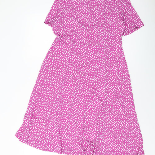 Amber Womens Purple Polka Dot Polyester A-Line Size 12 Round Neck Pullover