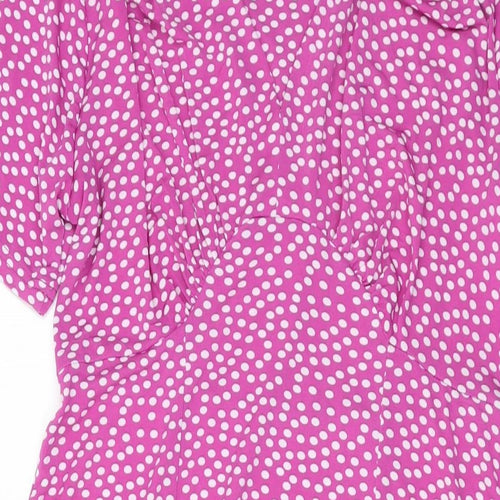 Amber Womens Purple Polka Dot Polyester A-Line Size 12 Round Neck Pullover