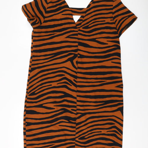 NEXT Womens Brown Animal Print Polyester Tank Dress Size 14 V-Neck Pullover