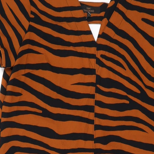 NEXT Womens Brown Animal Print Polyester Tank Dress Size 14 V-Neck Pullover