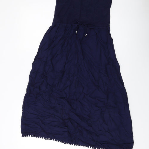 Marks and Spencer Womens Blue Viscose A-Line Size 12 Off the Shoulder Pullover