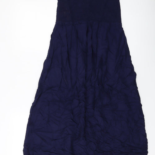 Marks and Spencer Womens Blue Viscose A-Line Size 12 Off the Shoulder Pullover