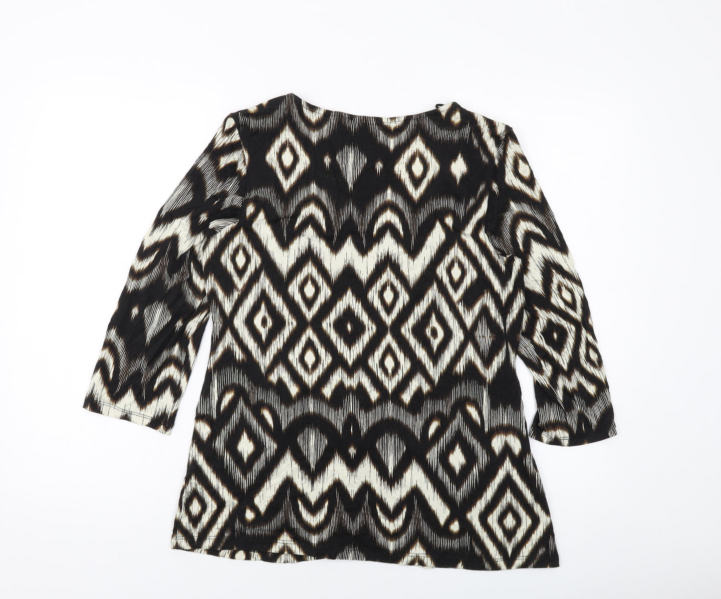 Wallis Womens Multicoloured Geometric Viscose Basic T-Shirt Size 16 V-Neck