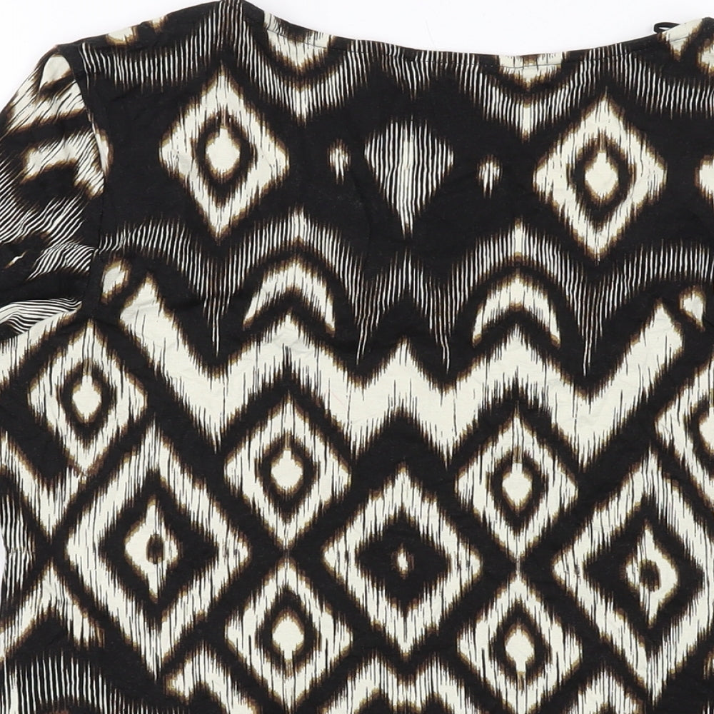 Wallis Womens Multicoloured Geometric Viscose Basic T-Shirt Size 16 V-Neck