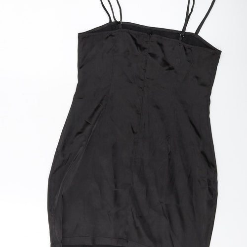 PRETTYLITTLETHING Womens Black Polyester Mini Size 8 Square Neck Zip