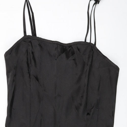 PRETTYLITTLETHING Womens Black Polyester Mini Size 8 Square Neck Zip