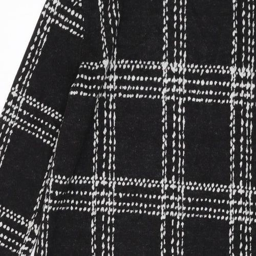 NEXT Womens Black Plaid Polyester Jumper Dress Size 8 Round Neck Pullover