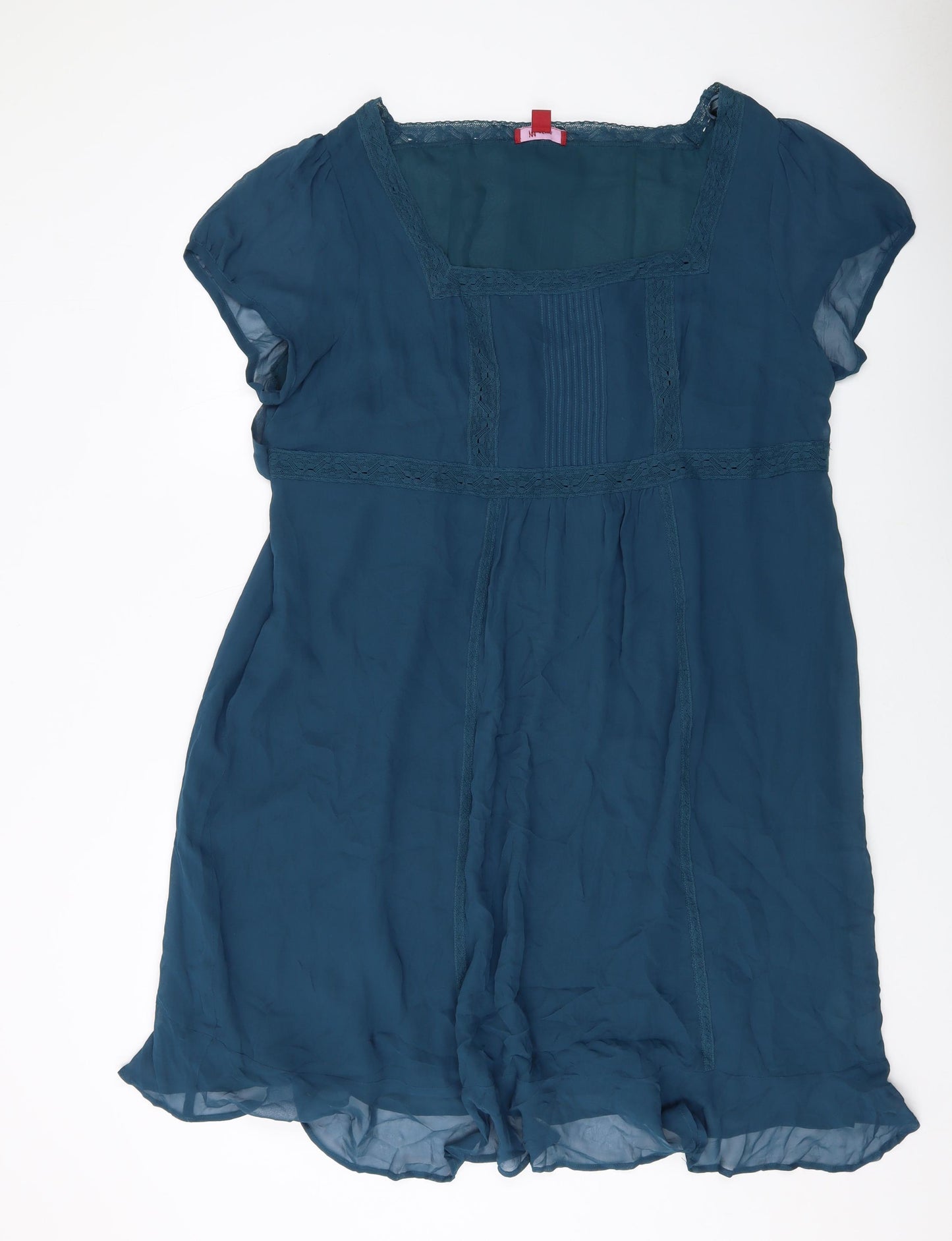 Monsoon Womens Blue Striped Silk A-Line Size 22 Square Neck Zip