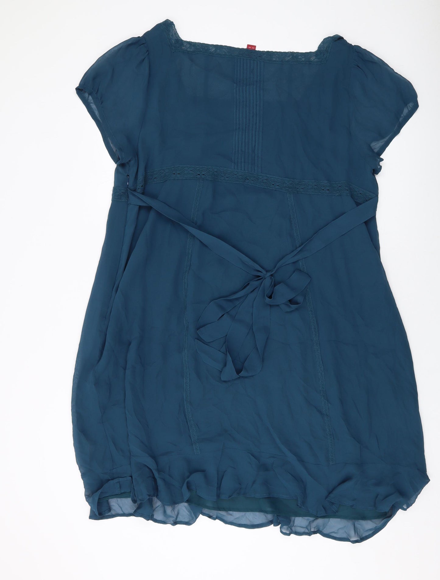 Monsoon Womens Blue Striped Silk A-Line Size 22 Square Neck Zip