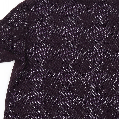 Fosby Womens Purple Geometric Polyester Basic T-Shirt Size 14 Round Neck