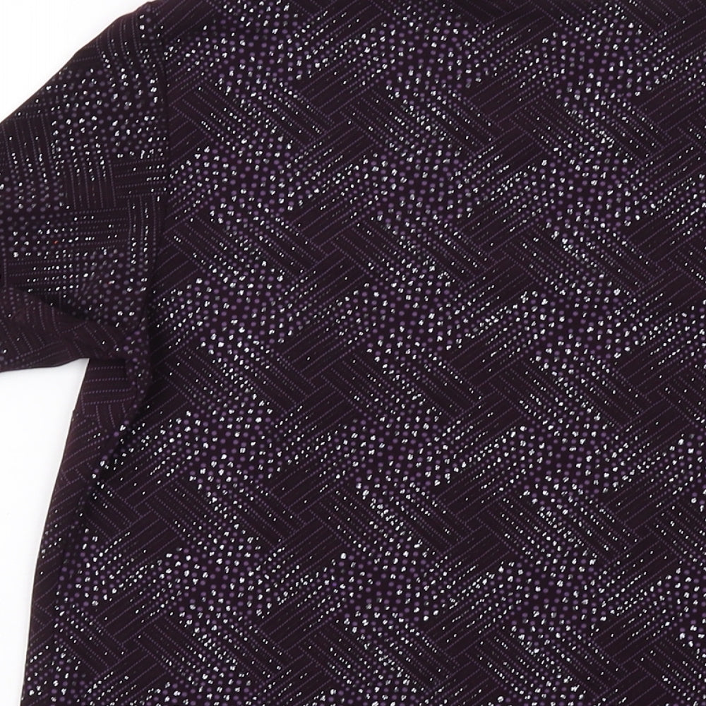 Fosby Womens Purple Geometric Polyester Basic T-Shirt Size 14 Round Neck