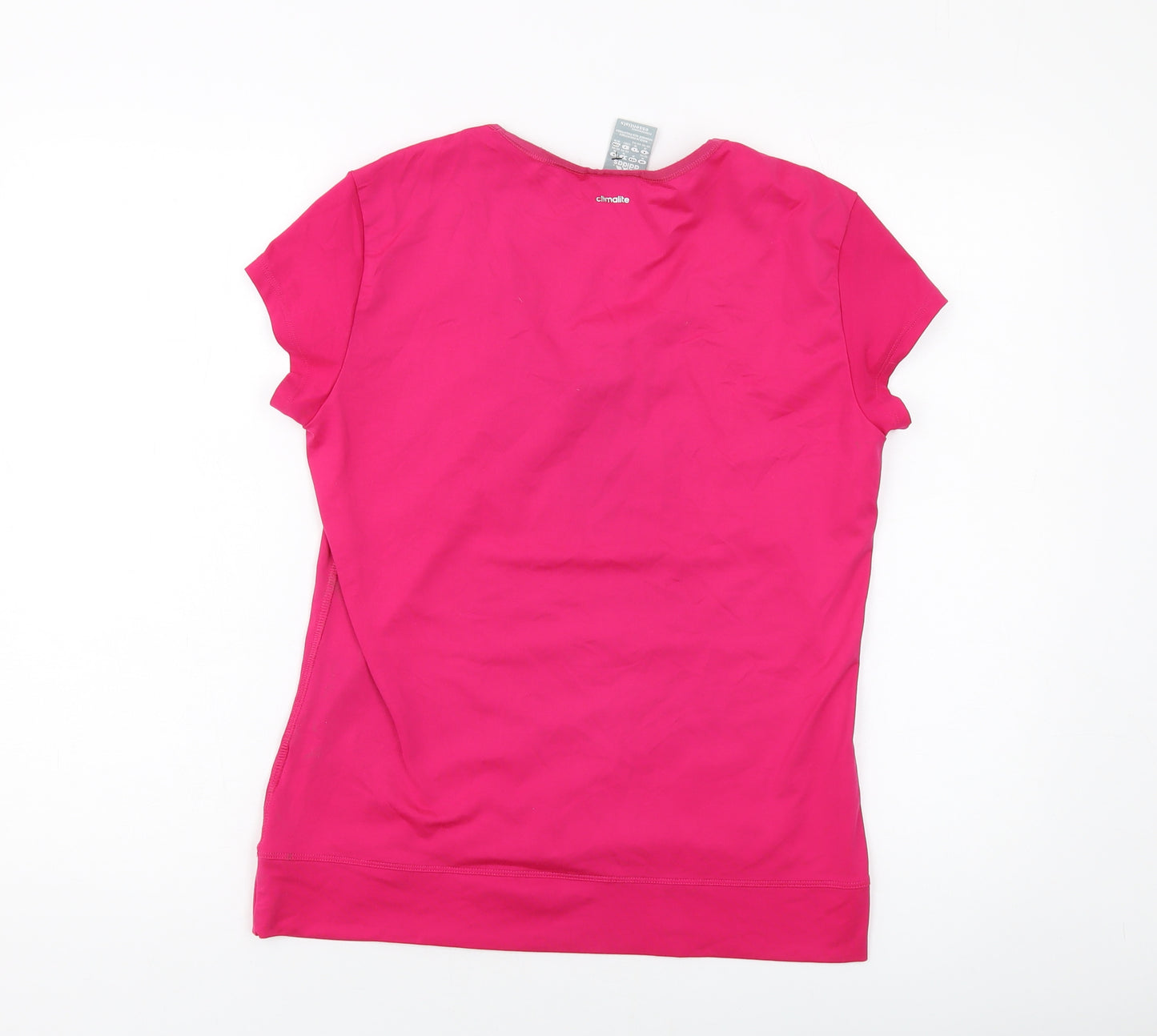 adidas Womens Pink Polyester Basic T-Shirt Size 12 Round Neck Pullover