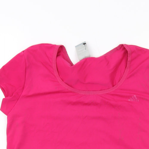 adidas Womens Pink Polyester Basic T-Shirt Size 12 Round Neck Pullover