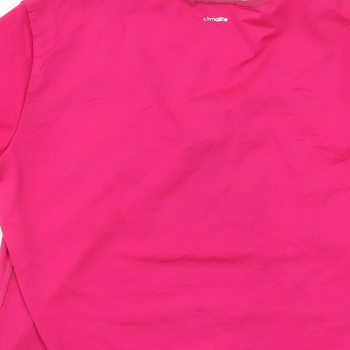 adidas Womens Pink Polyester Basic T-Shirt Size 12 Round Neck Pullover