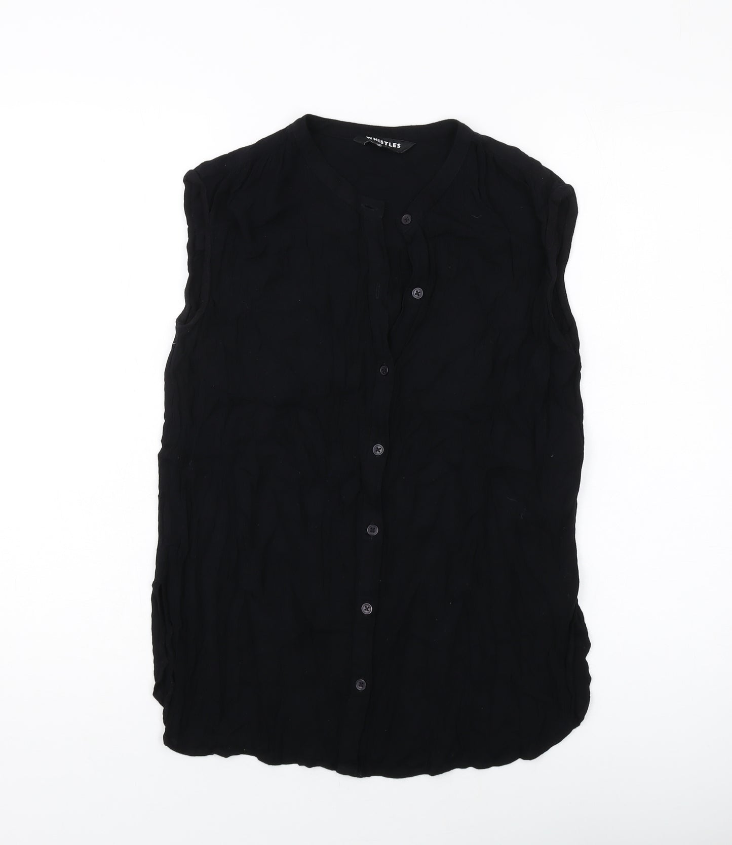 Whistles Womens Black Viscose Basic Blouse Size 10 V-Neck