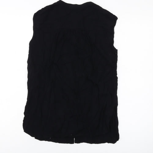 Whistles Womens Black Viscose Basic Blouse Size 10 V-Neck