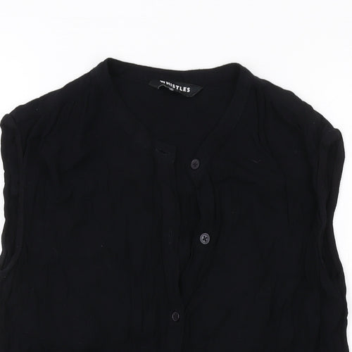 Whistles Womens Black Viscose Basic Blouse Size 10 V-Neck