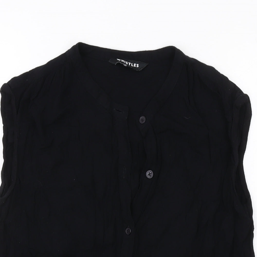 Whistles Womens Black Viscose Basic Blouse Size 10 V-Neck