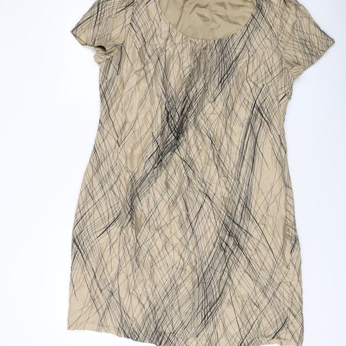 Autograph Womens Beige Geometric Viscose A-Line Size 16 Round Neck Pullover