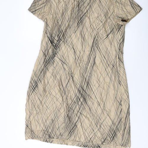 Autograph Womens Beige Geometric Viscose A-Line Size 16 Round Neck Pullover