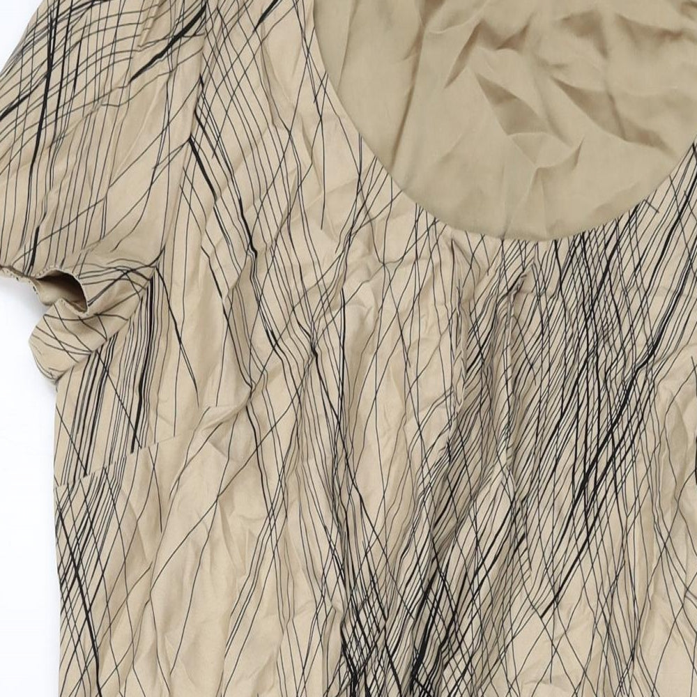 Autograph Womens Beige Geometric Viscose A-Line Size 16 Round Neck Pullover