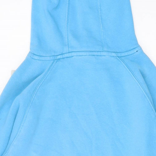 Plain Lazy Mens Blue Cotton Pullover Hoodie Size M