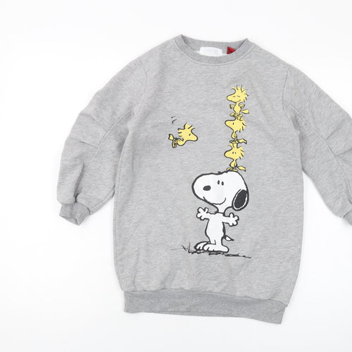 Zara Girls Grey Polyester Pullover Sweatshirt Size 8 Years Pullover