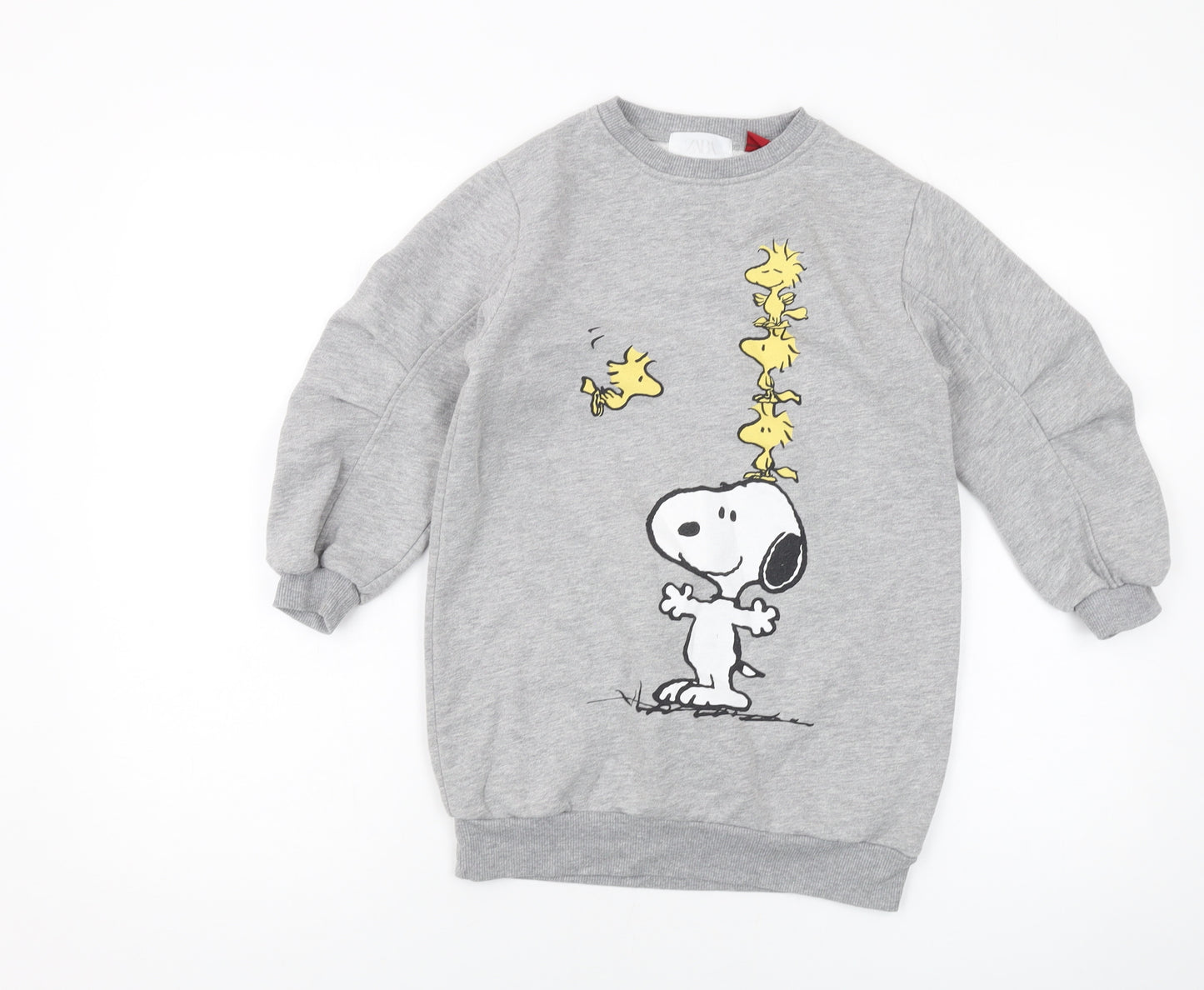 Zara Girls Grey Polyester Pullover Sweatshirt Size 8 Years Pullover