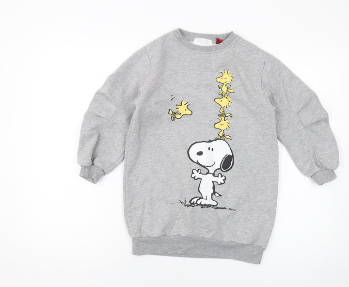 Zara Girls Grey Polyester Pullover Sweatshirt Size 8 Years Pullover