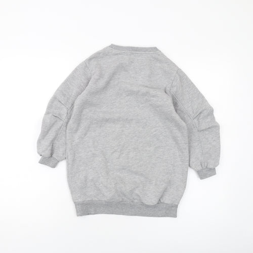 Zara Girls Grey Polyester Pullover Sweatshirt Size 8 Years Pullover