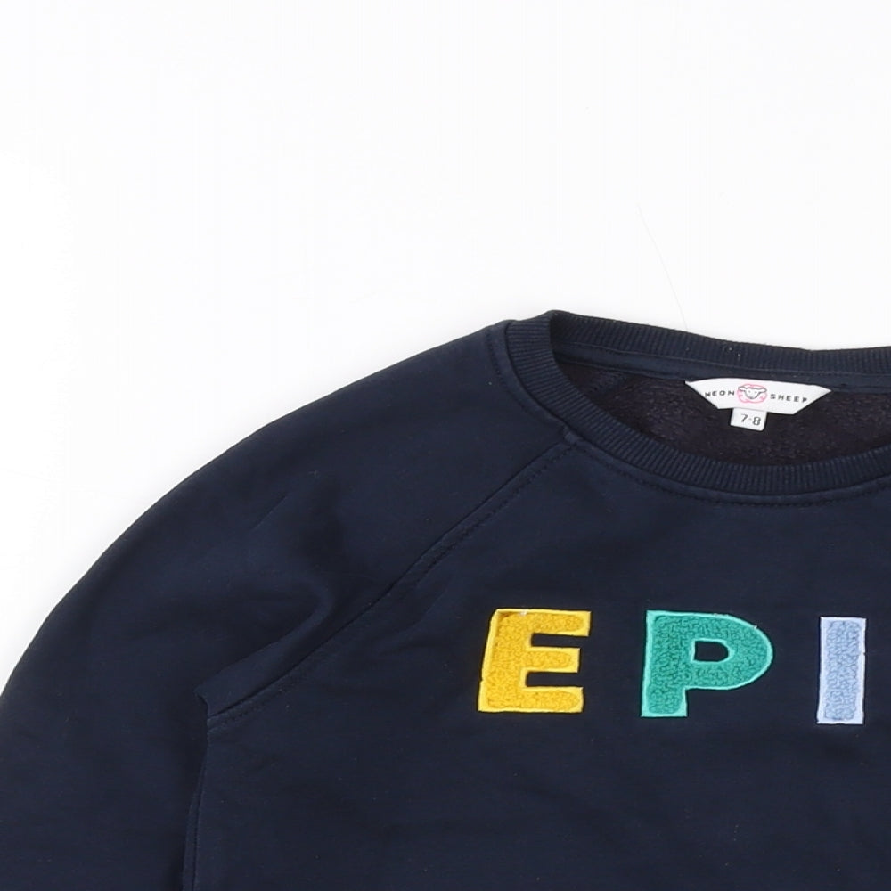 Neon Sheep Boys Blue Cotton Pullover Sweatshirt Size 7-8 Years Pullover