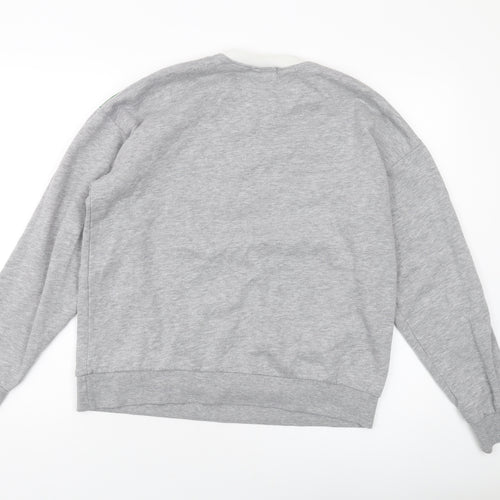Pull&Bear Mens Grey Polyester Pullover Sweatshirt Size S