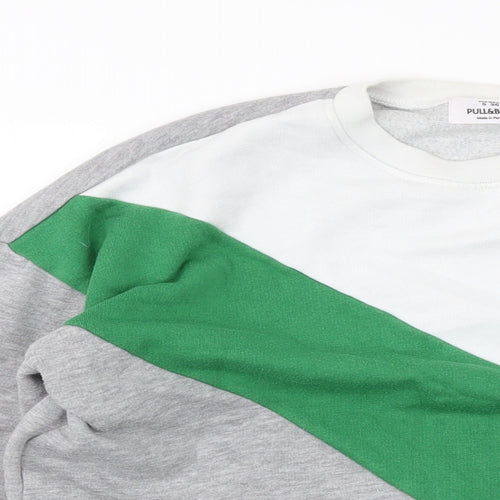 Pull&Bear Mens Grey Polyester Pullover Sweatshirt Size S