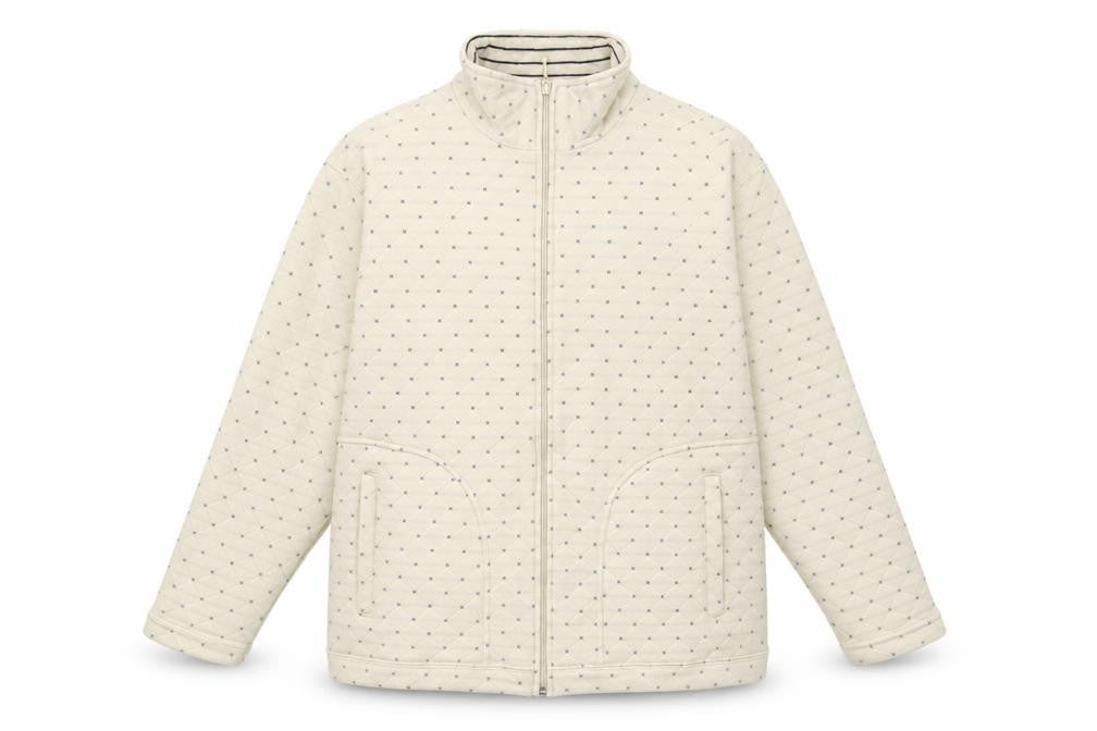 Front view of Fabrizio women’s beige polyester full zip sweatshirt, size S, zip
