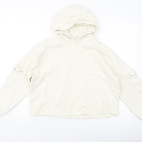 Marks and Spencer Girls Ivory Cotton Pullover Hoodie Size 13-14 Years Pullover