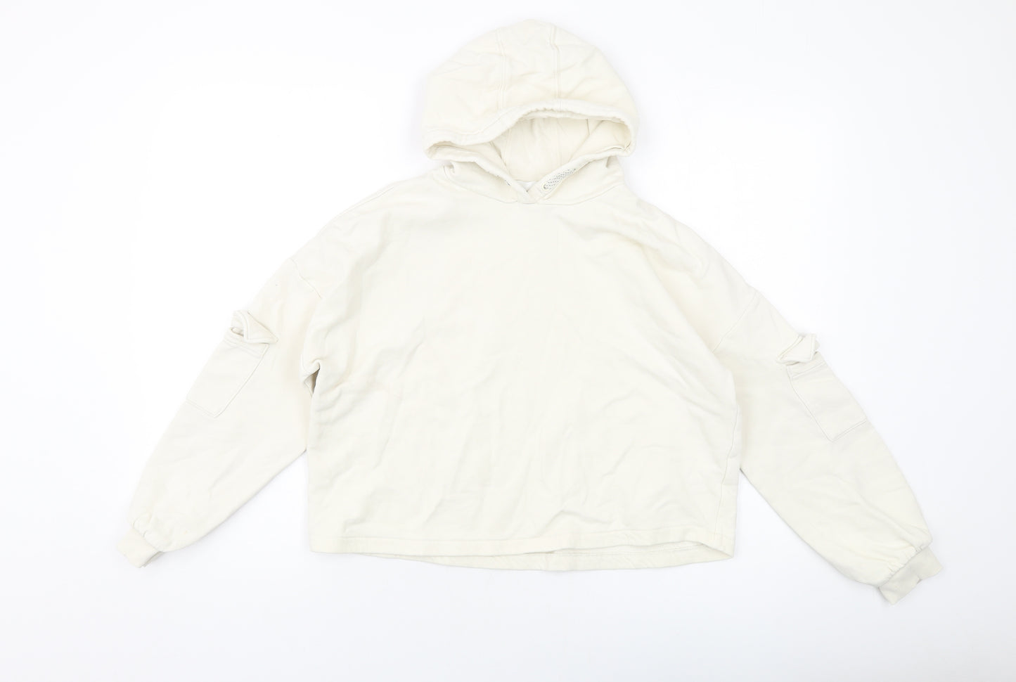 Marks and Spencer Girls Ivory Cotton Pullover Hoodie Size 13-14 Years Pullover