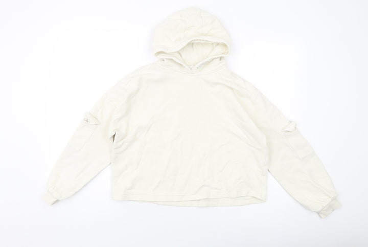 Marks and Spencer Girls Ivory Cotton Pullover Hoodie Size 13-14 Years Pullover