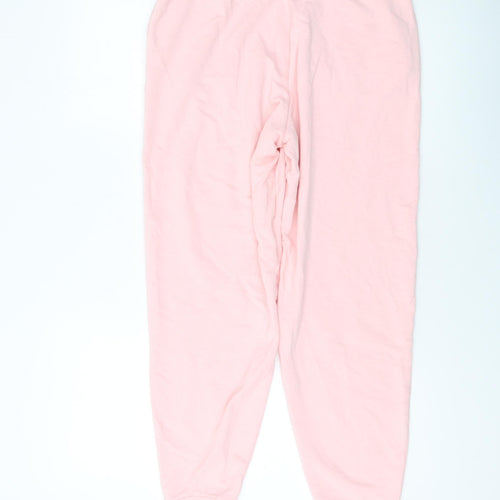 Marks and Spencer Womens Pink Cotton Sweatpants Trousers Size 12 L27 in Regular Drawstring